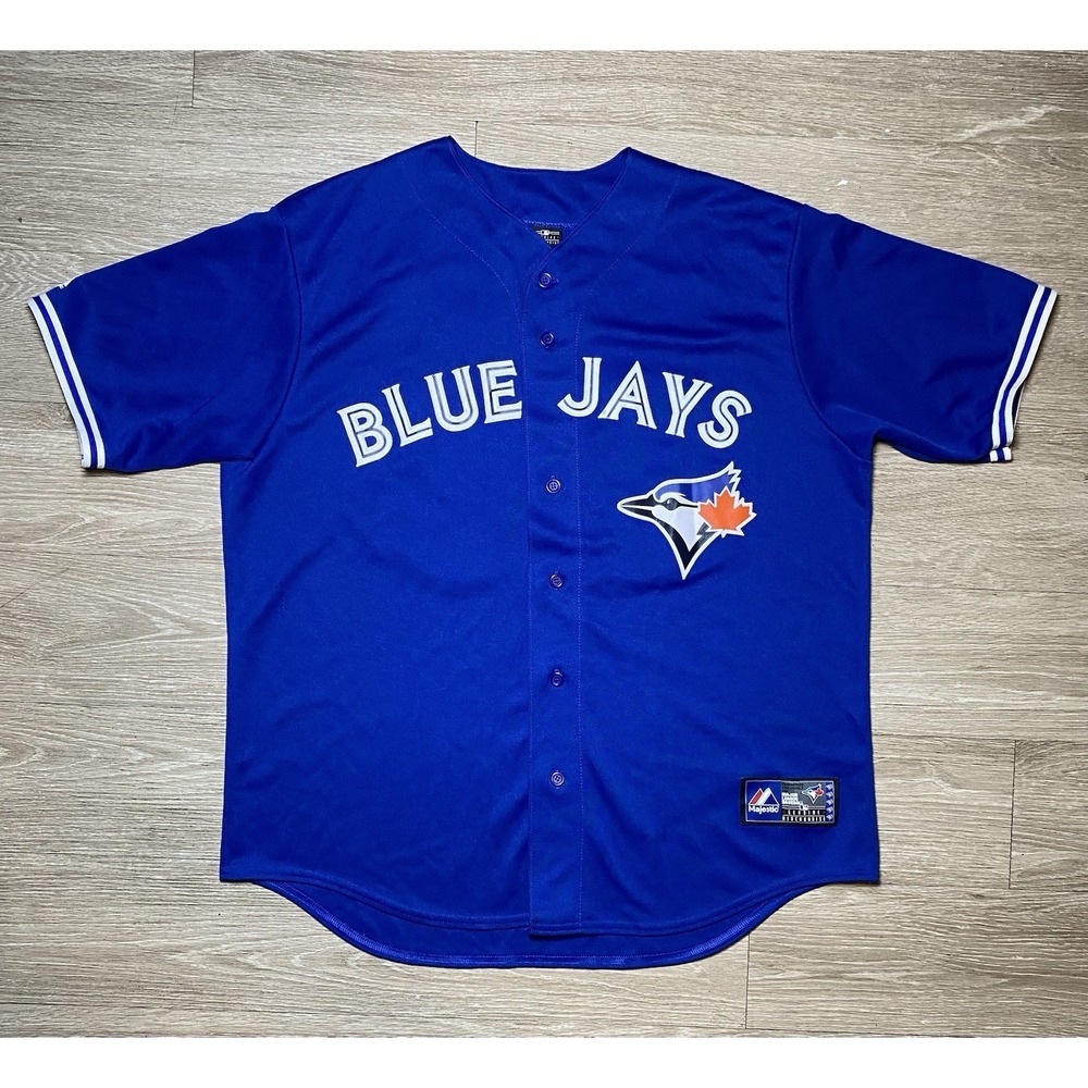 Men Size XL Toronto Blue Jays MLB Majestic Blue Baseball Jersey #55 Josh Johnson